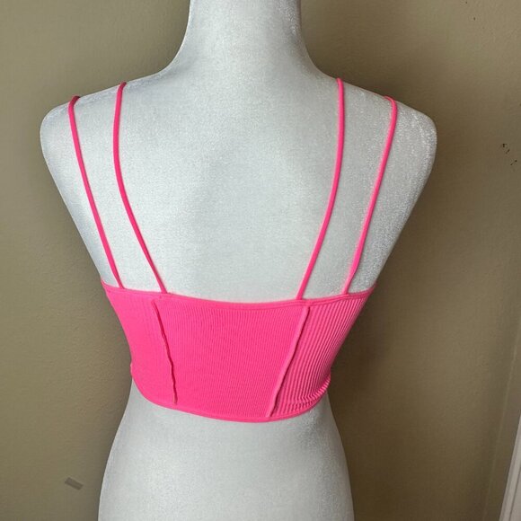 Out From Under for URBAN OUTFITTERS Hot Neon Pink Ribbed Bralette Top Size XS/S - Picture 5 of 10